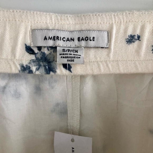 NWT American Eagle Outfitters Linen Blend White and Blue Floral Skirt | Small - Picture 6 of 7